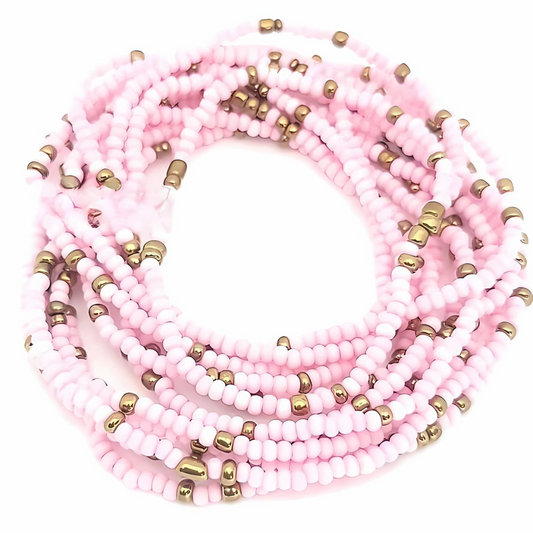 Ms Pretty Pastel Pink + Gold Waist Beads