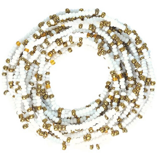 Golden Serenity White and Gold Waist Beads