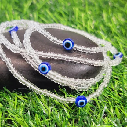 Crystal Clear Evil Eye Waist Beads