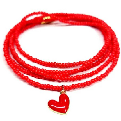 Crimson Heart Charm Waist Beads