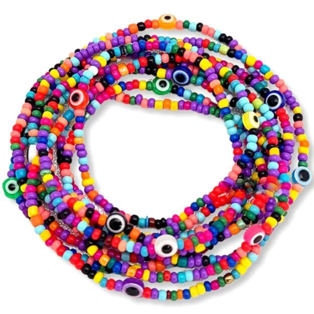 Rainbow Evil Eye Waist Beads