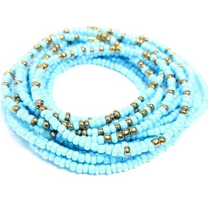 Heavenly Harmonious Gold + Light Blue Waist Beads