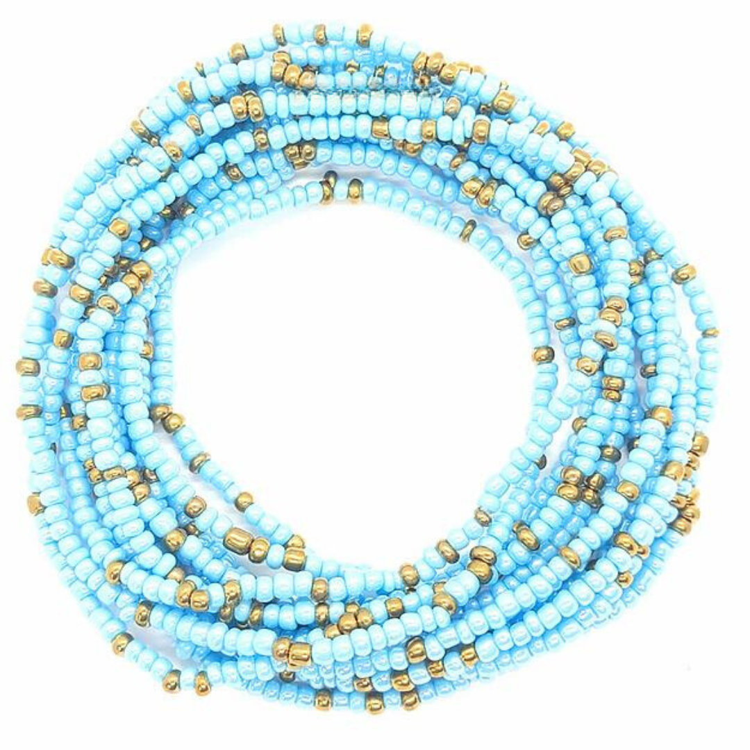 Heavenly Harmonious Gold + Light Blue Waist Beads