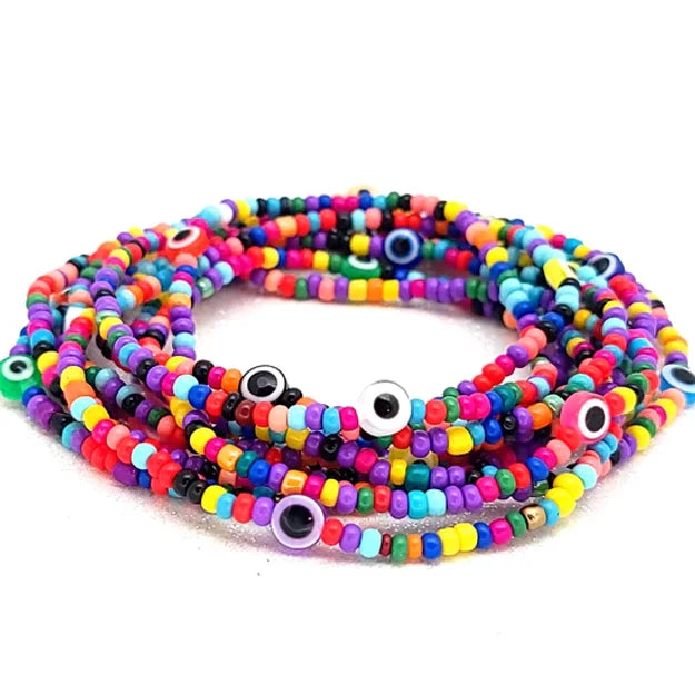 Rainbow Evil Eye Waist Beads